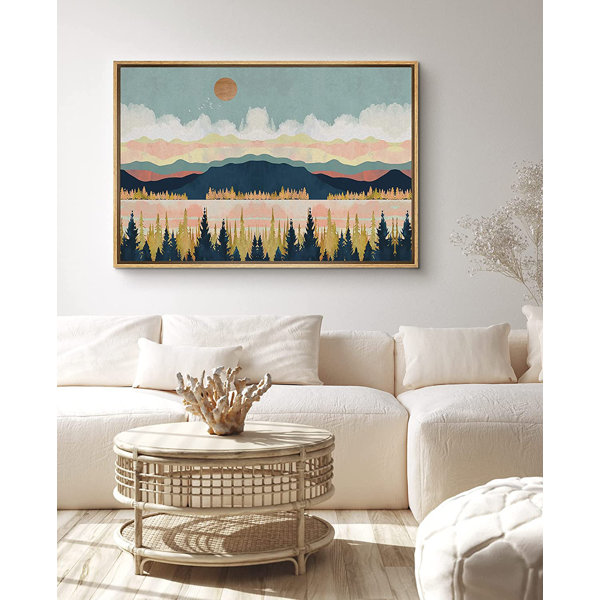 IDEA4WALL Framed Canvas Wall Art Print Multicolor Mountain, Forest
